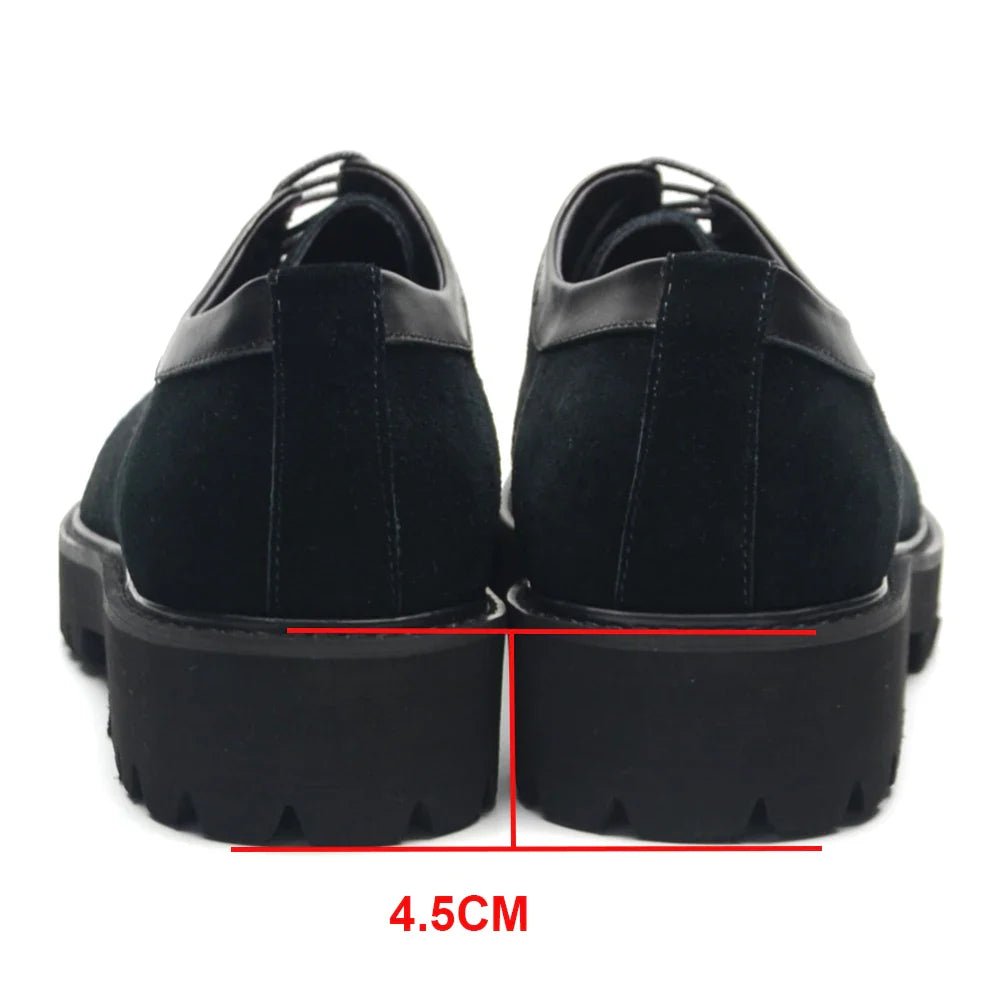 Designer Luxury Platform Oxfords for Men | Cow Suede Genuine Leather Black & Blue Casual Shoe (Height Increasing) - Overture Gifts