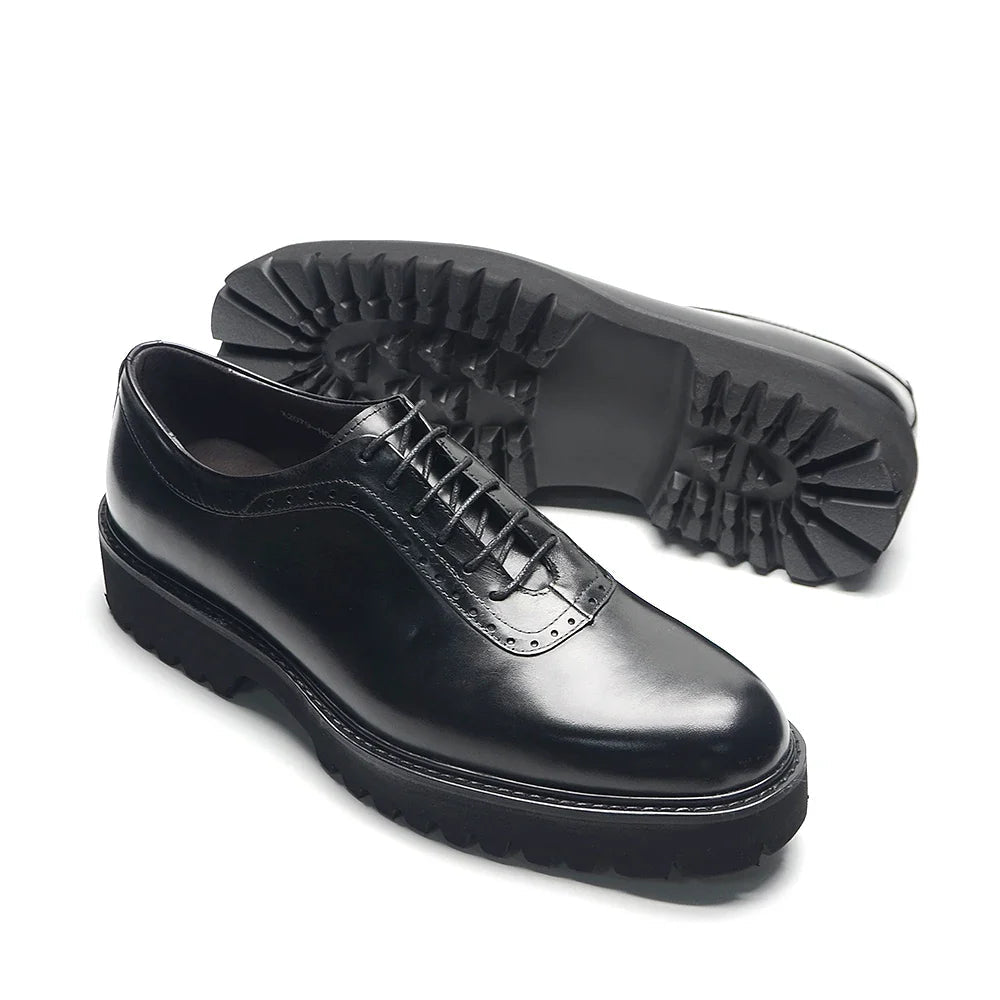 Designer Luxury Platform Oxfords for Men | Cow Suede Genuine Leather Black & Blue Casual Shoe (Height Increasing) - Overture Gifts