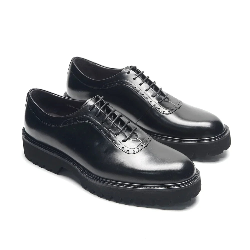 Designer Luxury Platform Oxfords for Men | Cow Suede Genuine Leather Black & Blue Casual Shoe (Height Increasing) - Overture Gifts