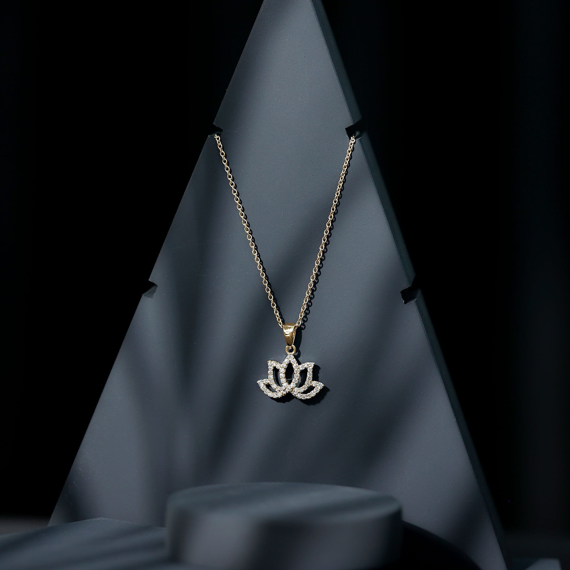 Diamond Lotus Flower Necklace in Pave Setting - Overture Gifts