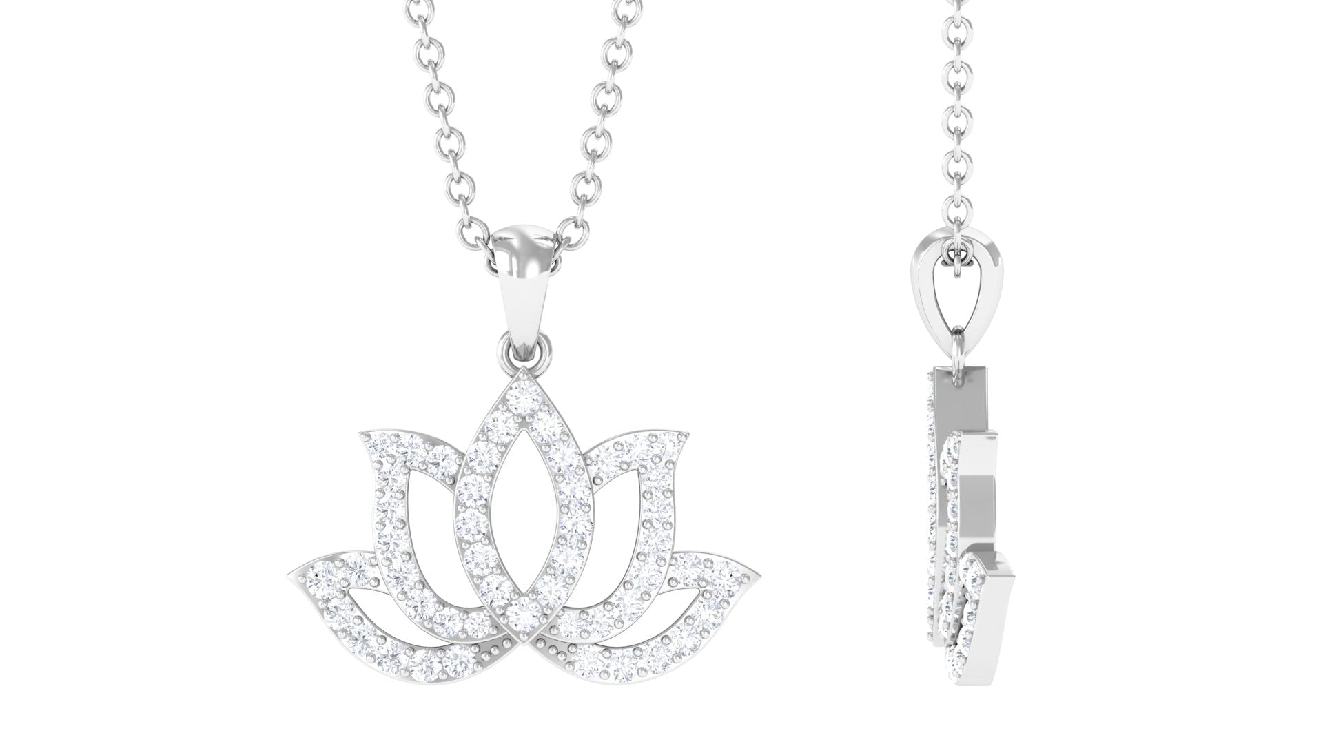Diamond Lotus Flower Necklace in Pave Setting - Overture Gifts