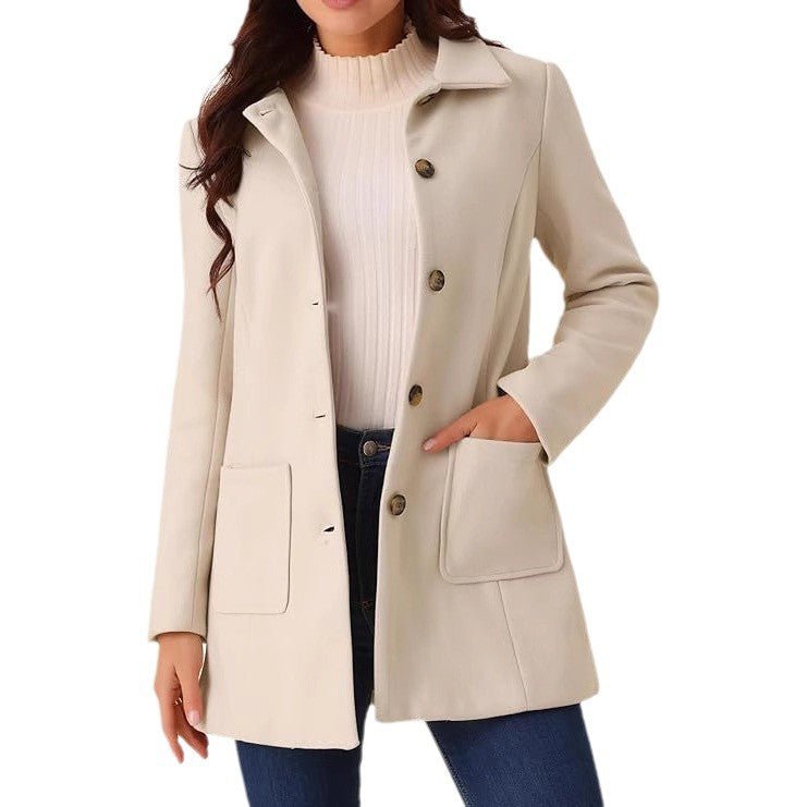 Double-breasted Long-sleeve Lapel Wool-lined Casual Coat - Overture Gifts
