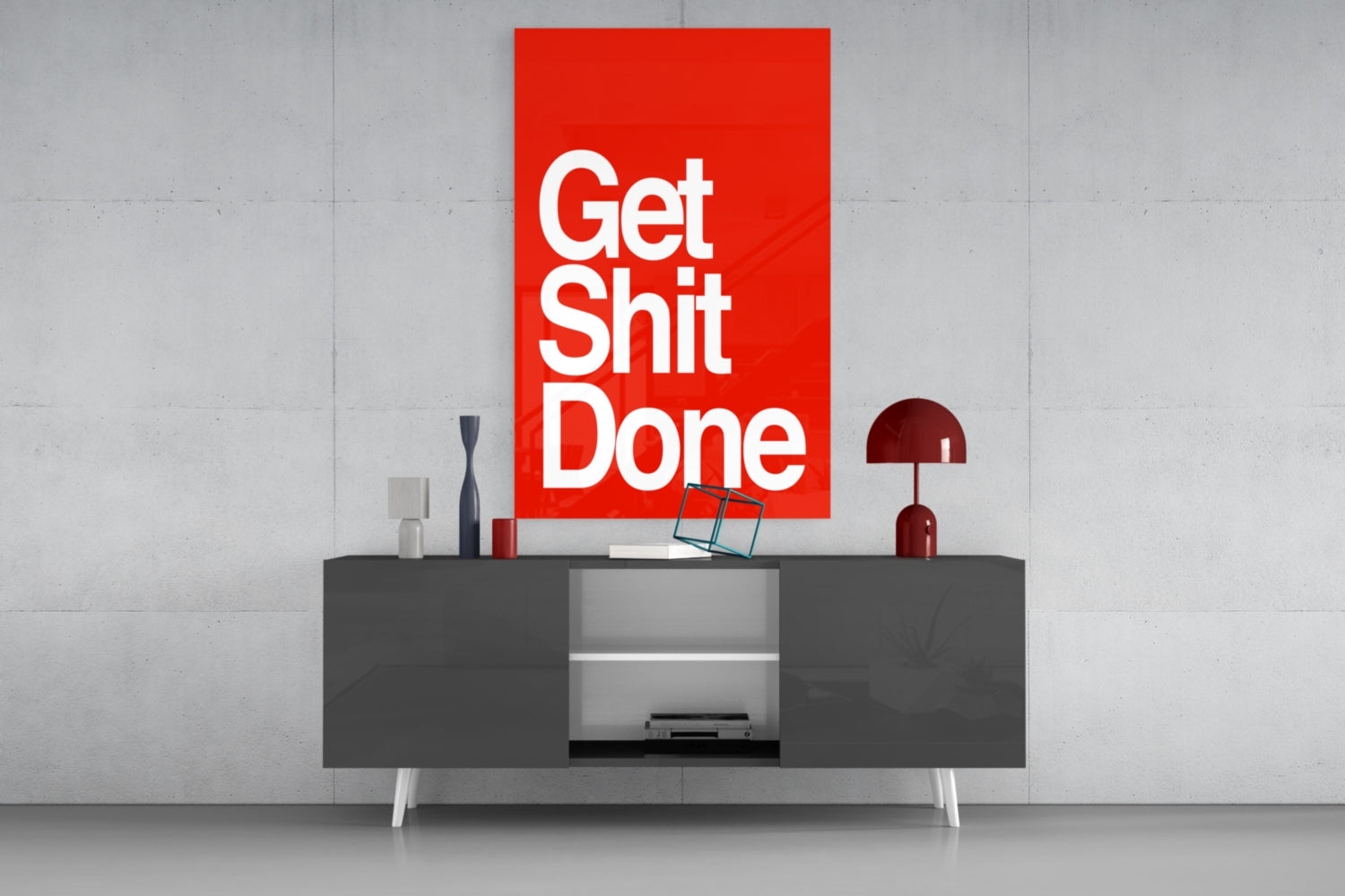Get Shit Done Bold White Glass Wall Art