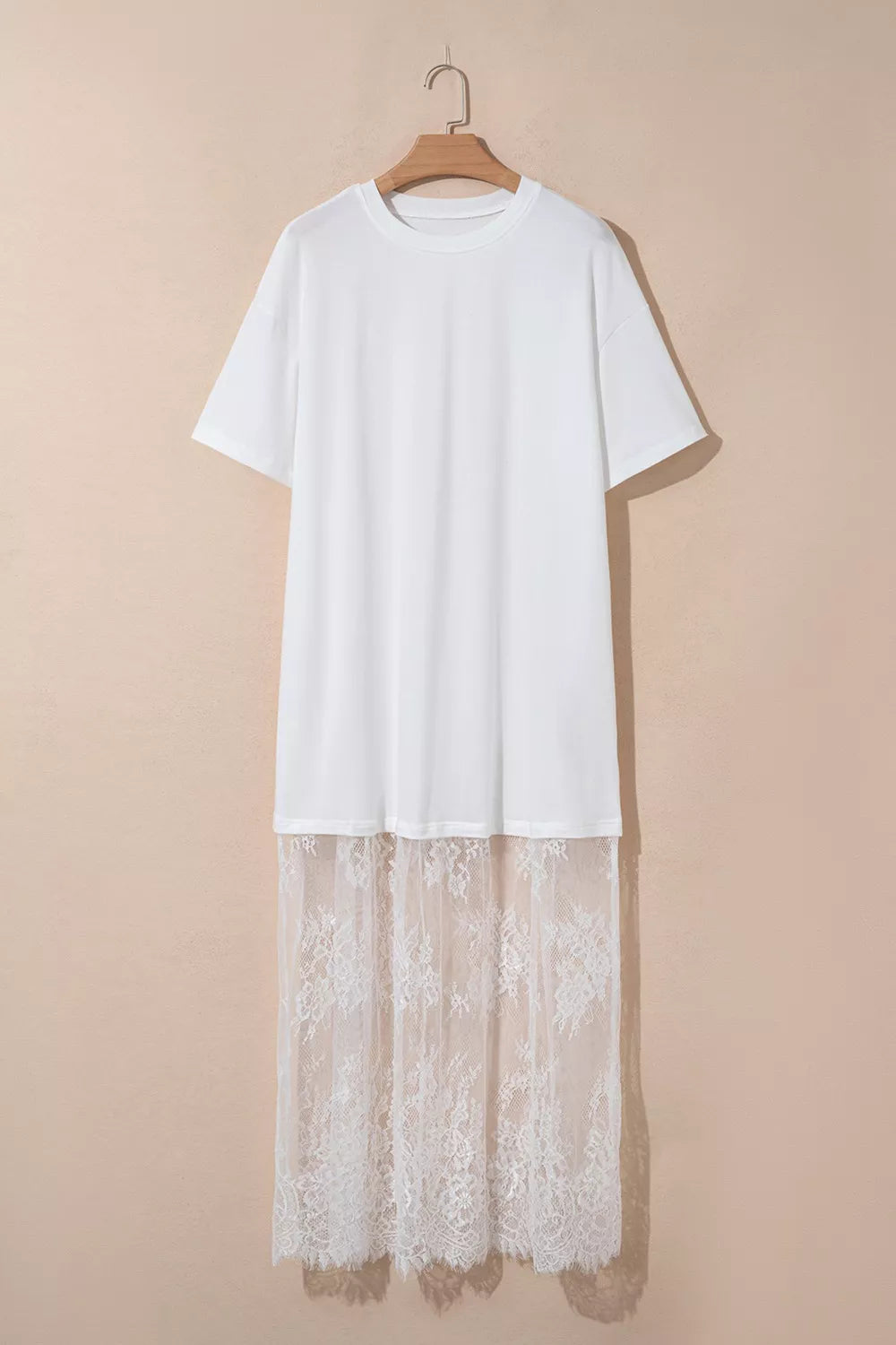 Lace Patchwork Casual T-Shirt Dress
