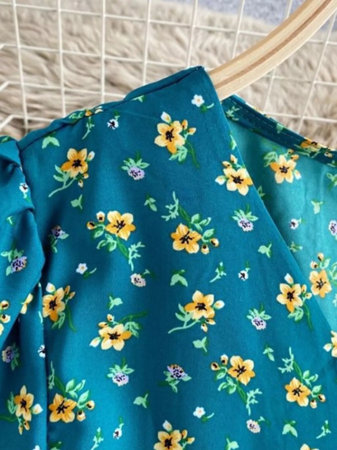 Floral Print V-Neck Midi Dress