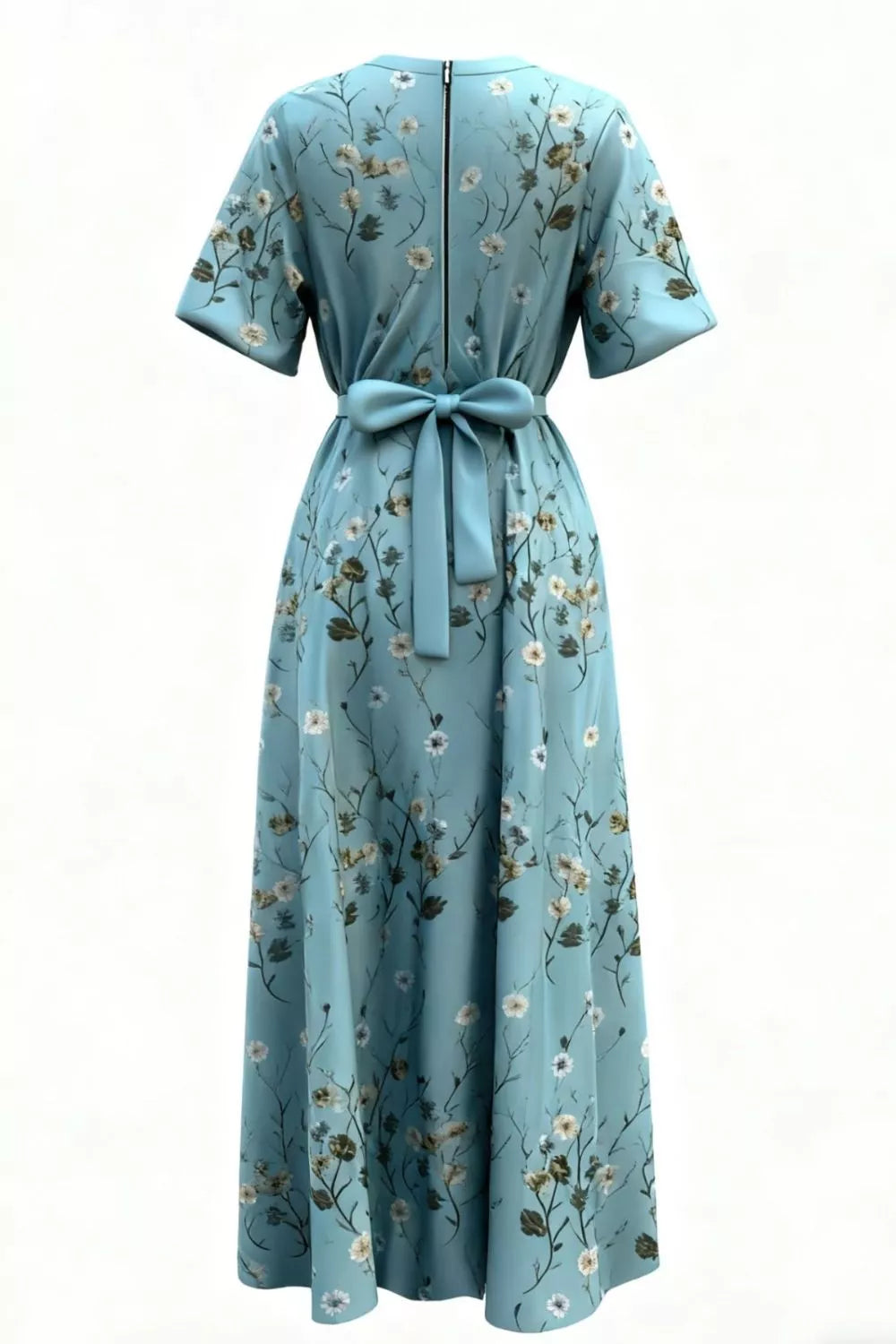 Floral Surplice Short Sleeve Dress