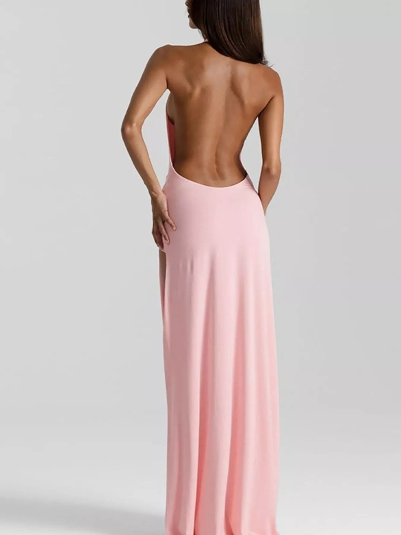 Split Backless Halter Neck Maxi Dress