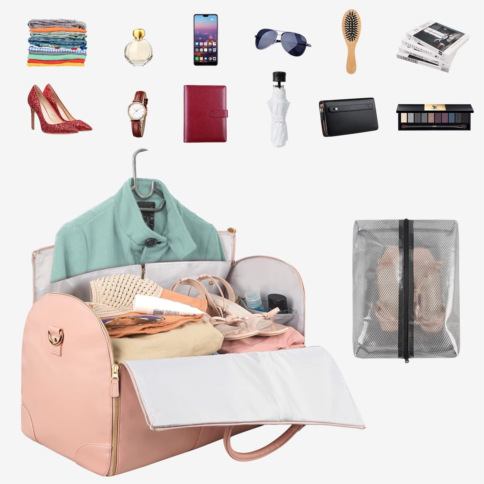 Women's Large Capacity Travel Duffle and Garment Bag Handbag