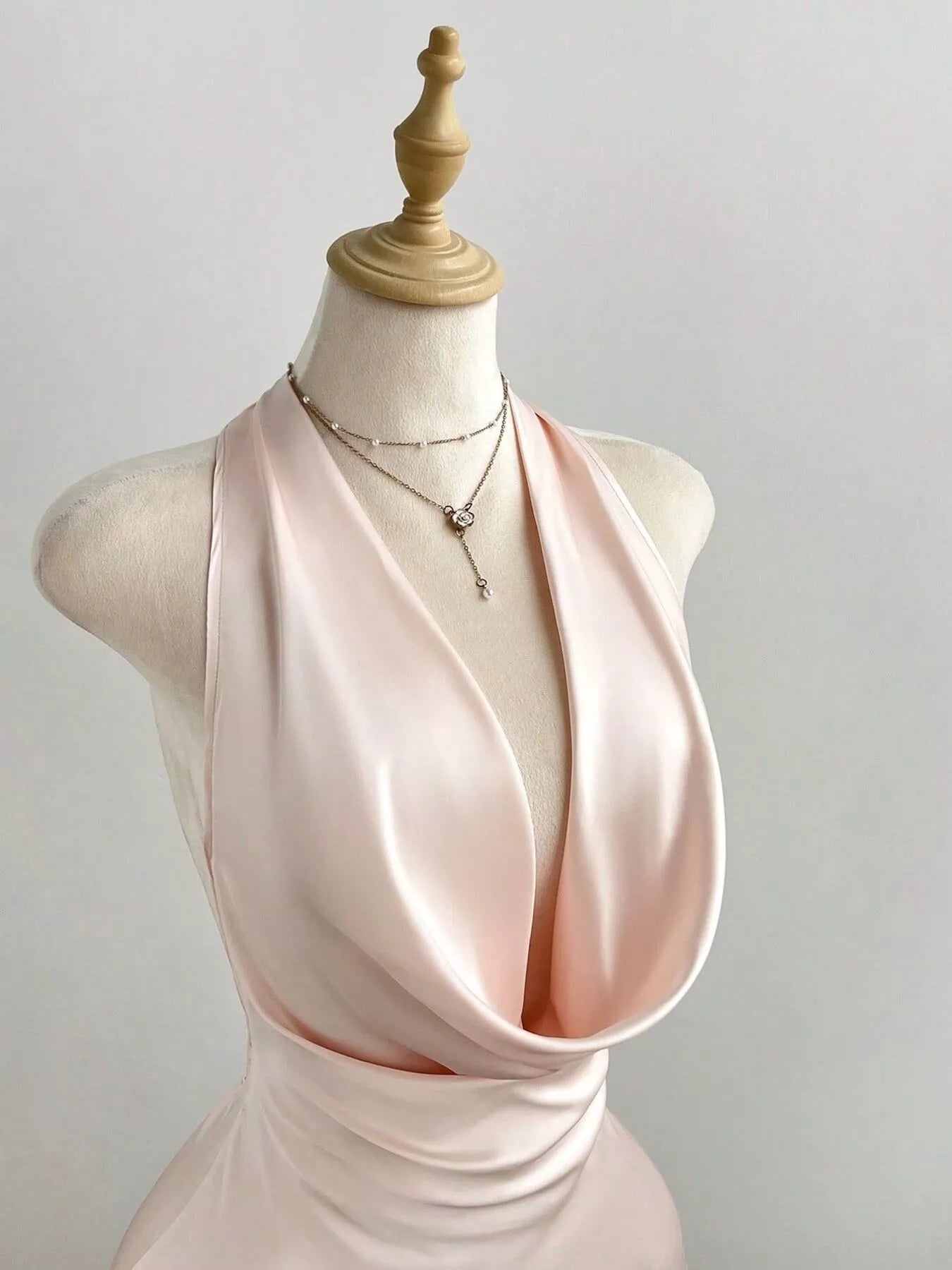 Satin Backless Halter Neck Dress