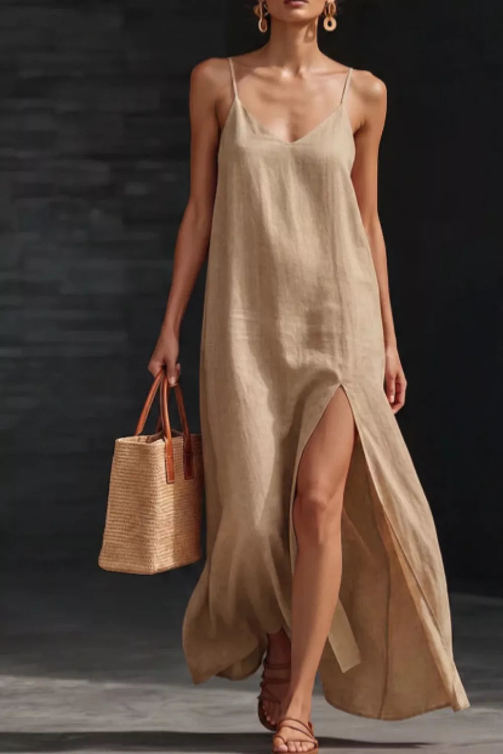 Slit V-Neck Maxi Dress