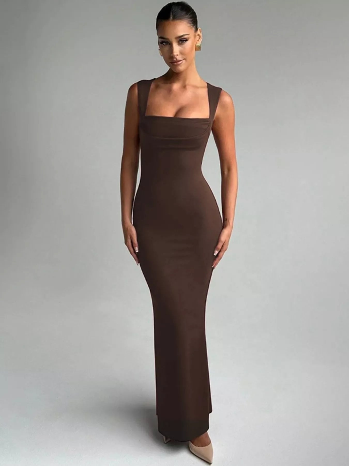 Square Neck Sleeveless Maxi Dress
