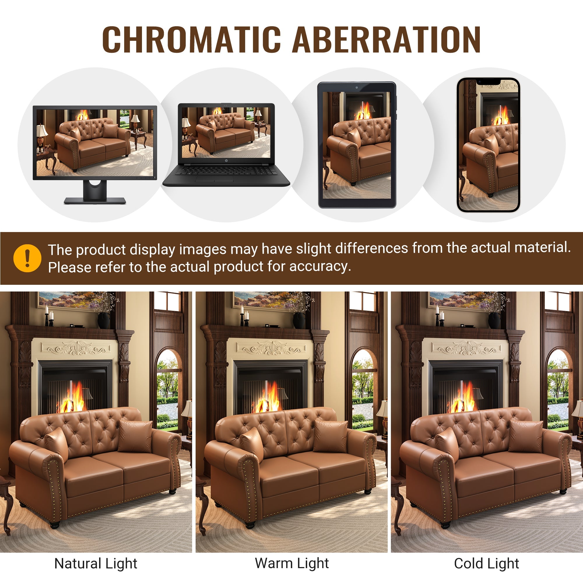 63" Upholstered Faux Leather Sofa with Nailhead Trim