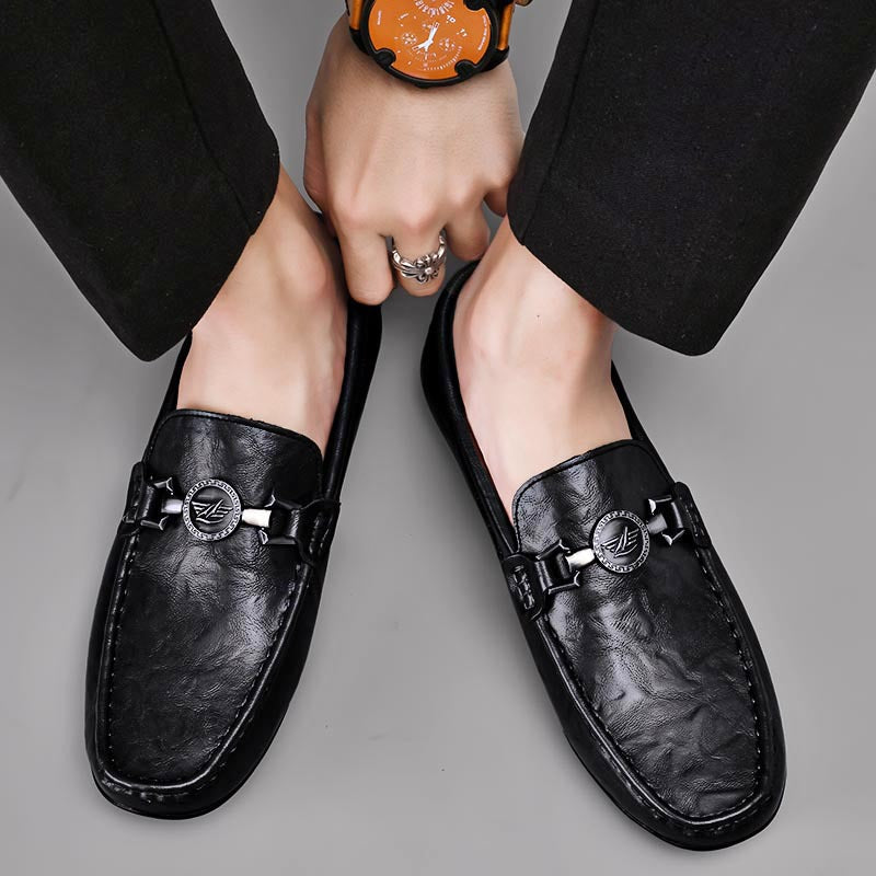 Mens Versatile Trendy Soft-leather Comfortable Casual Leather Shoes