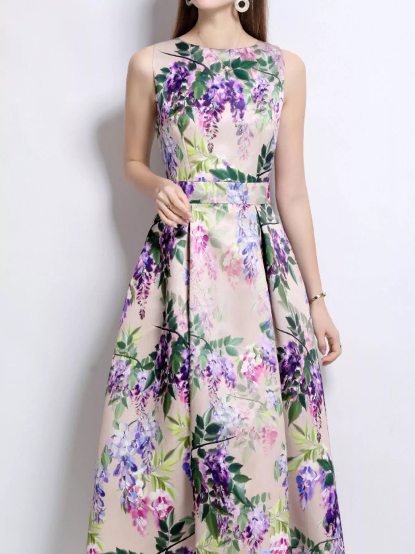 Floral Print Sleeveless Midi Dress