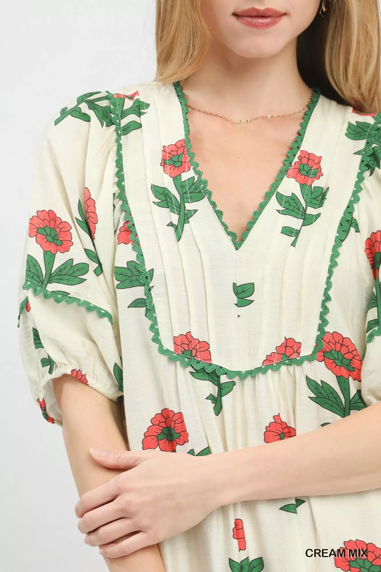 Umgee Floral Print Midi Dress