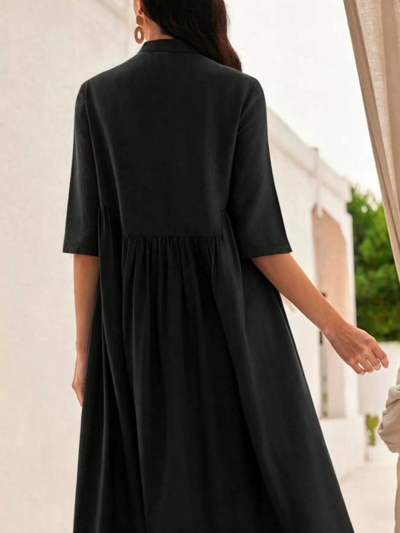 Floral Embroidered Casual Midi Dress