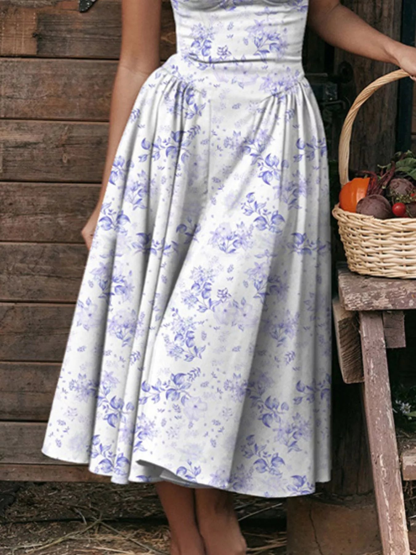 Sweetheart Neck Spaghetti Strap Midi Dress