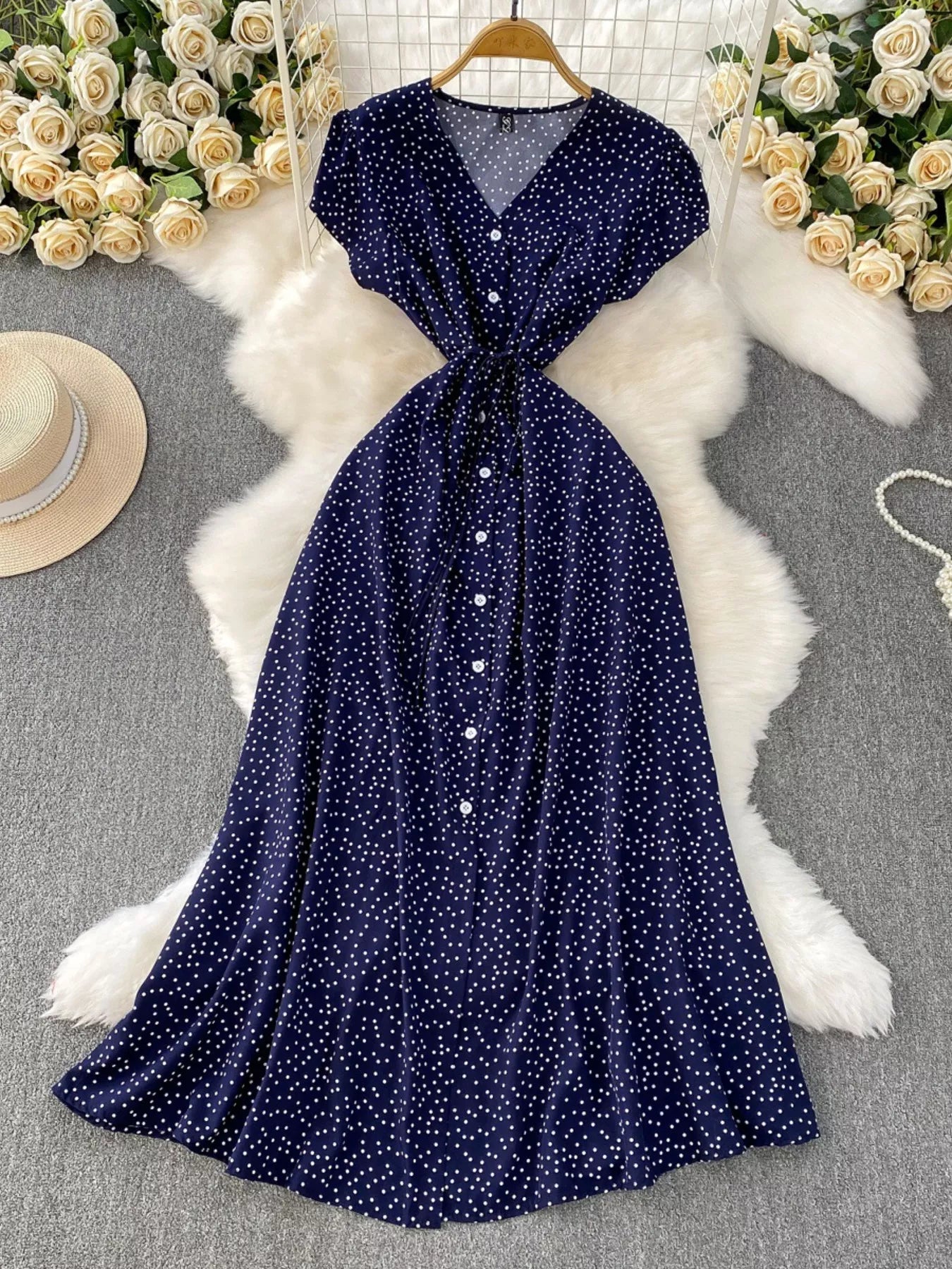 Polka Dot Button-Down Dress