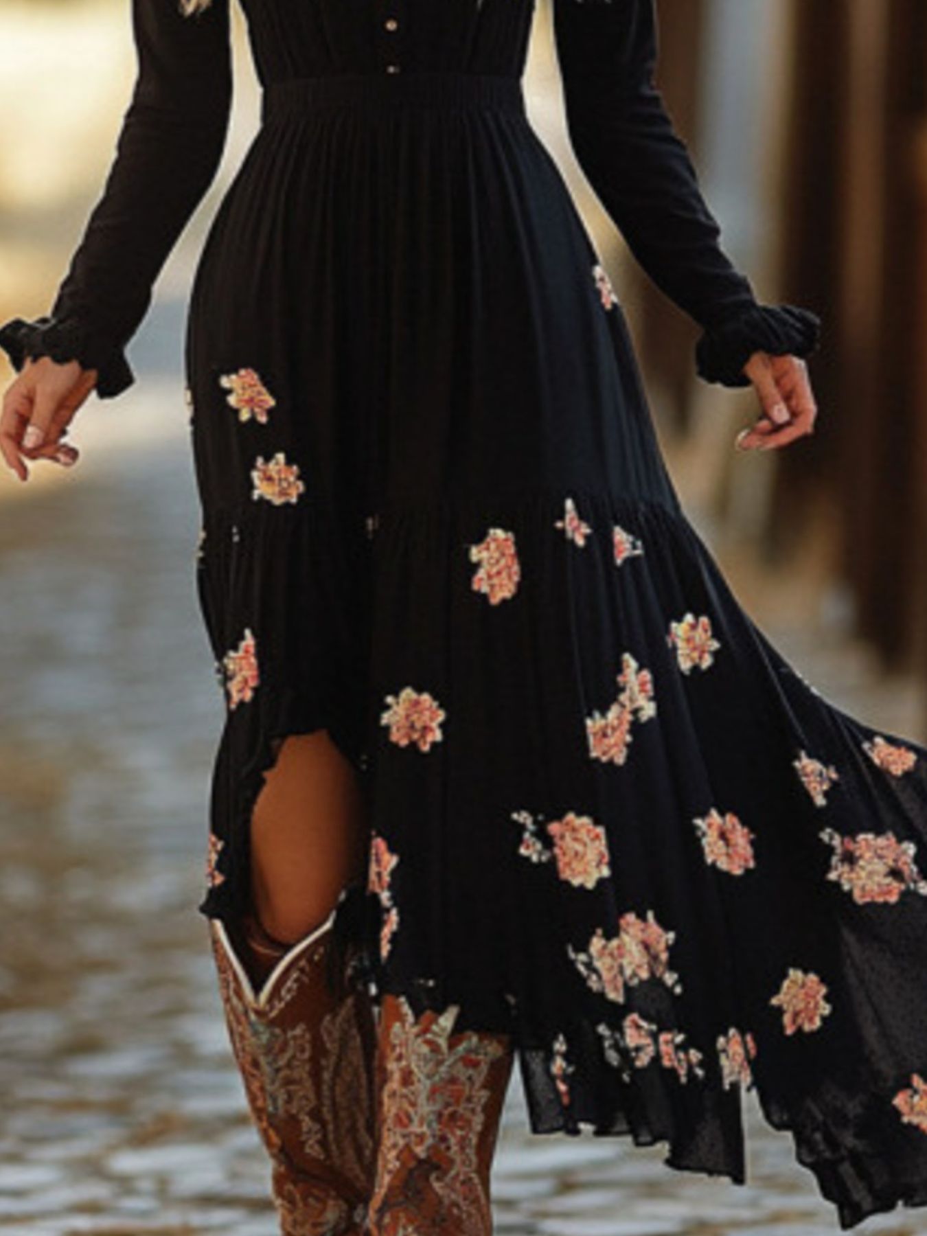 Floral Print Long Sleeve Dress