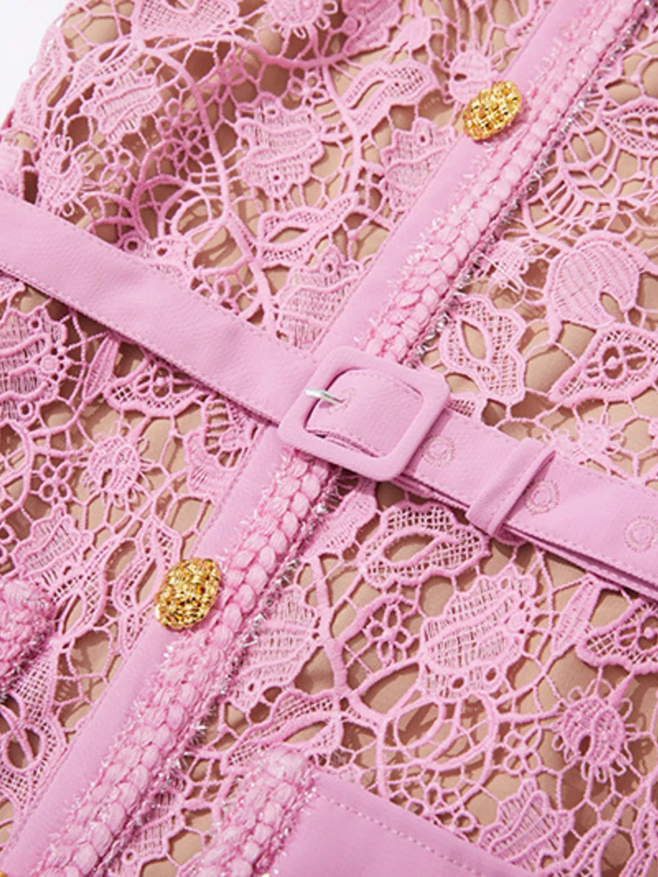 Lace Button-Up Midi Dress