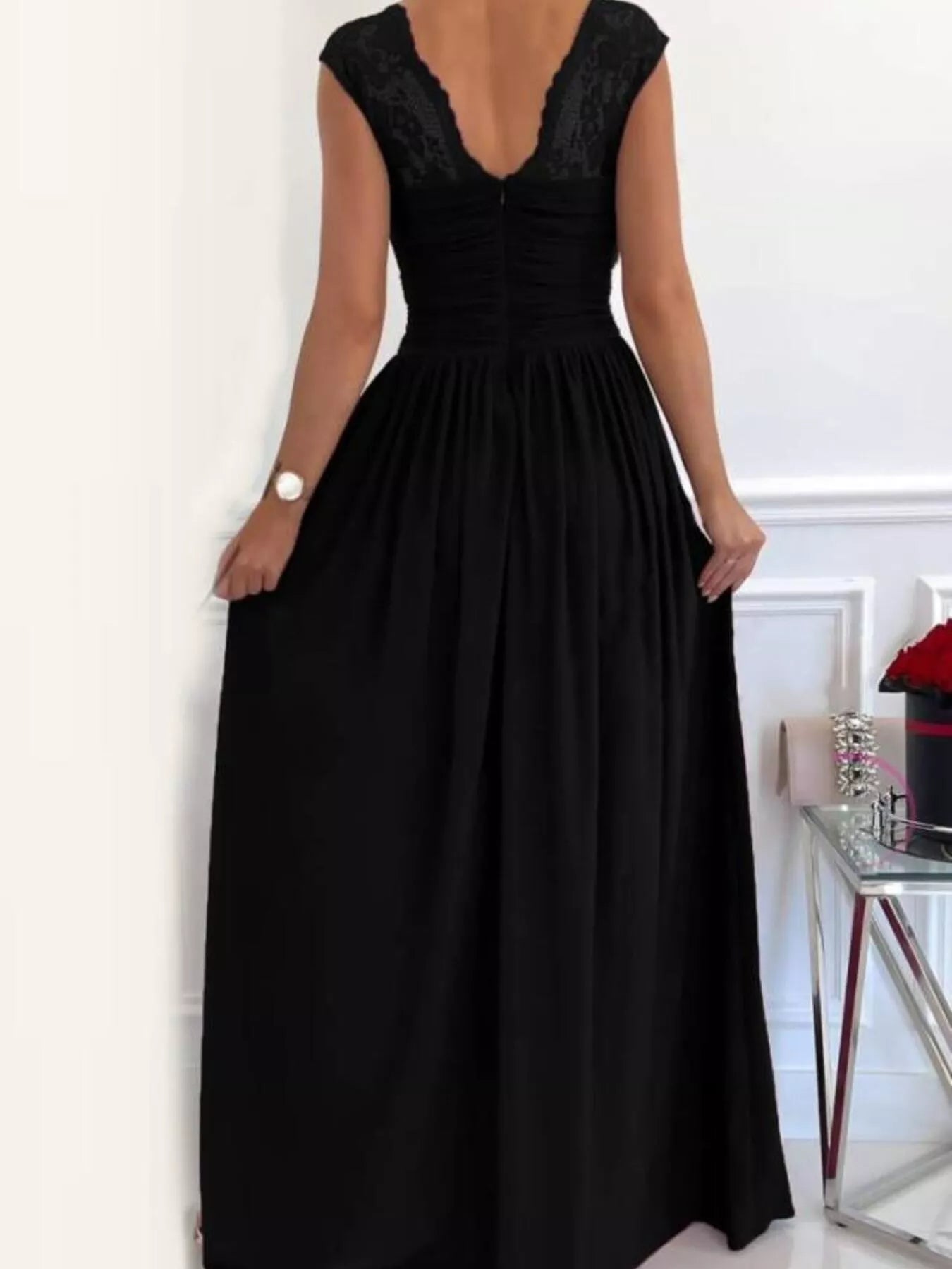 High Slit Lace Detail Maxi Dress
