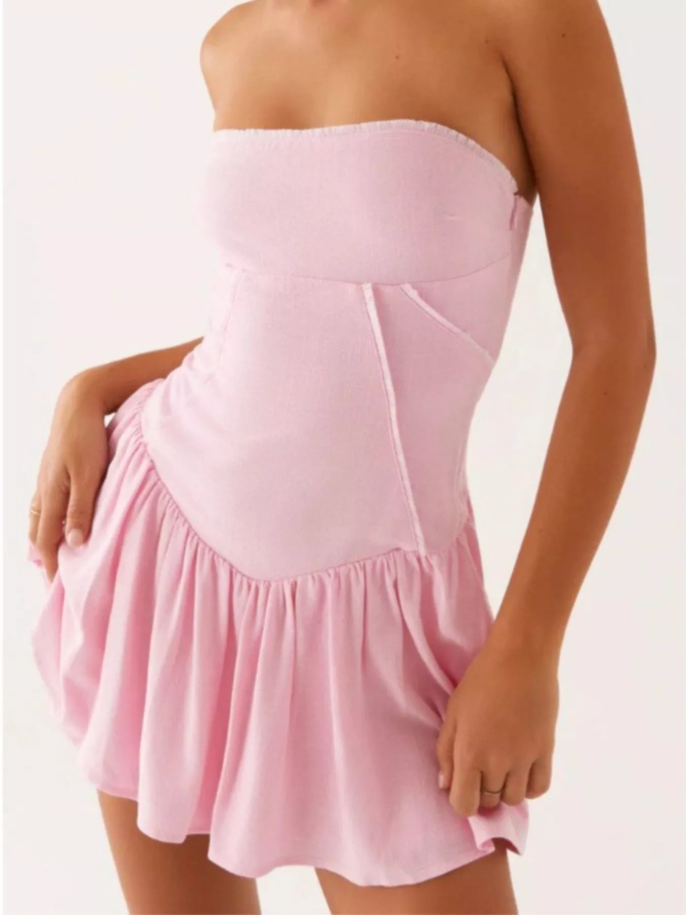 Lace Up Back Tube Dress
