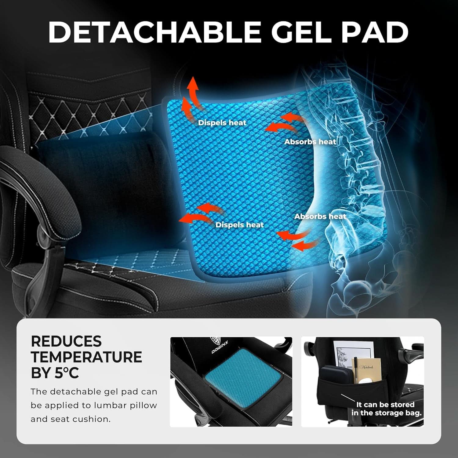 Premium Breathable Fabric Gaming Chair Massage Pad Elite