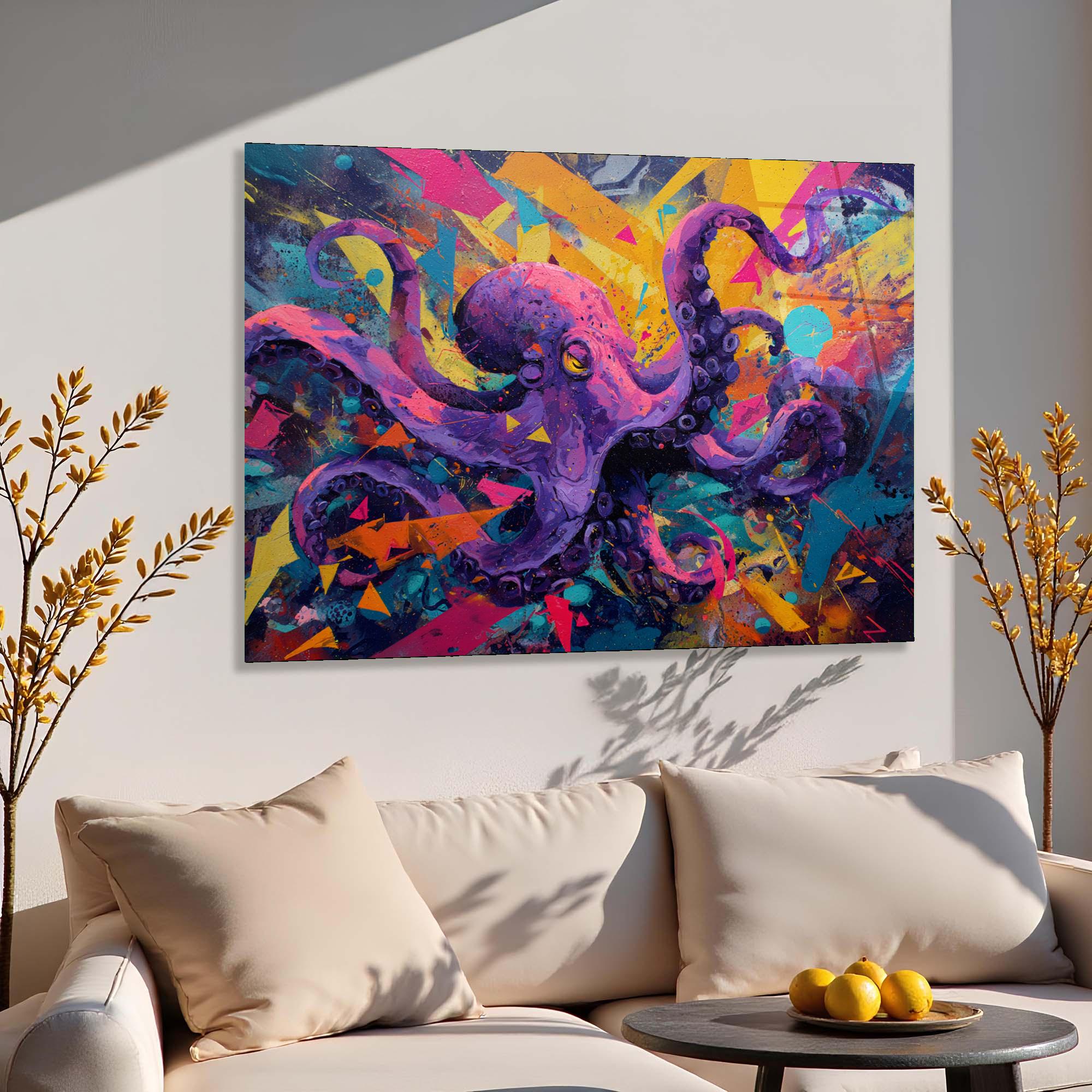 Abstract Octopus Art | Tempered Glass Wall Decor