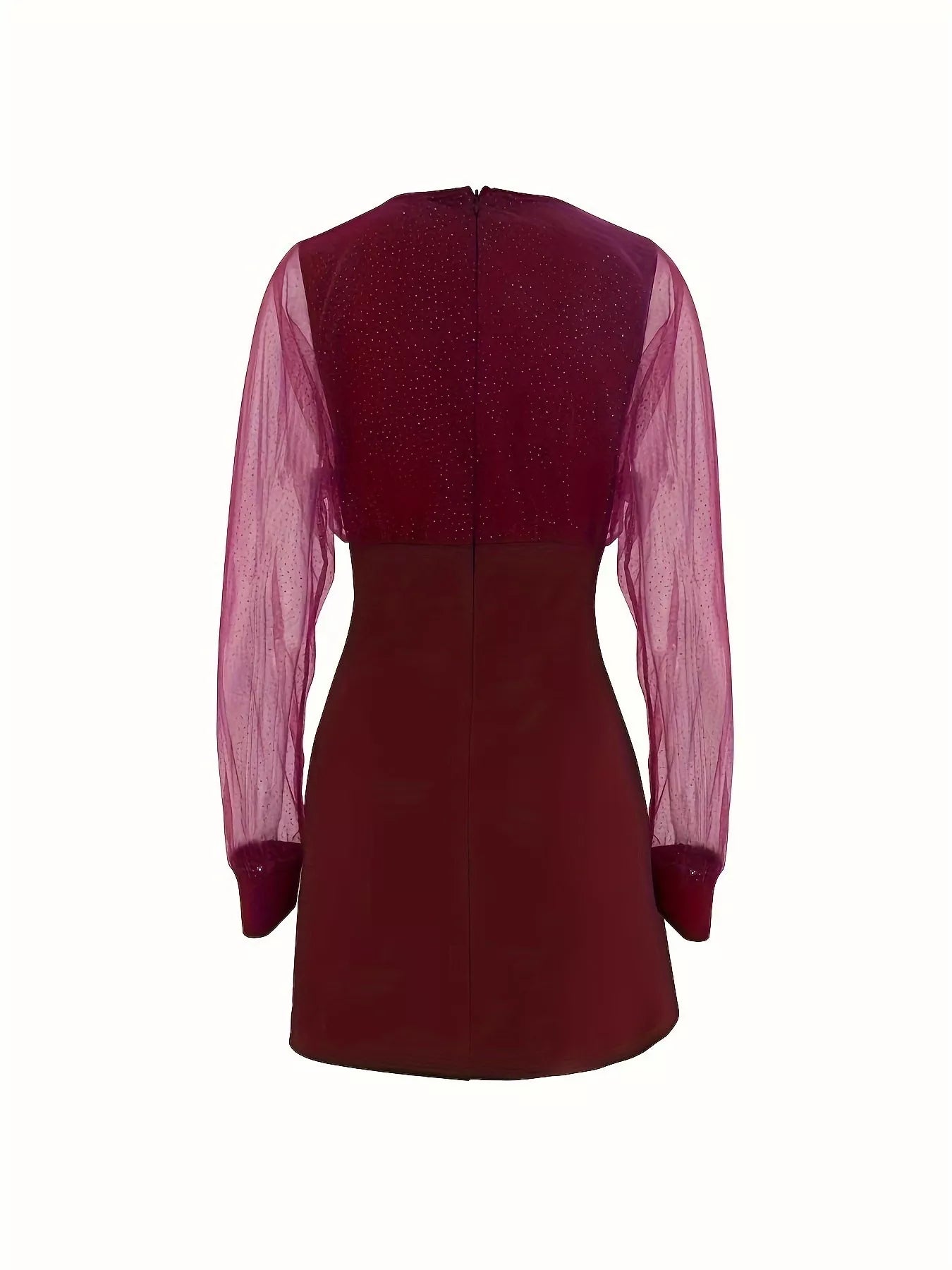 Glitter Mesh Long Sleeve Mini Dress