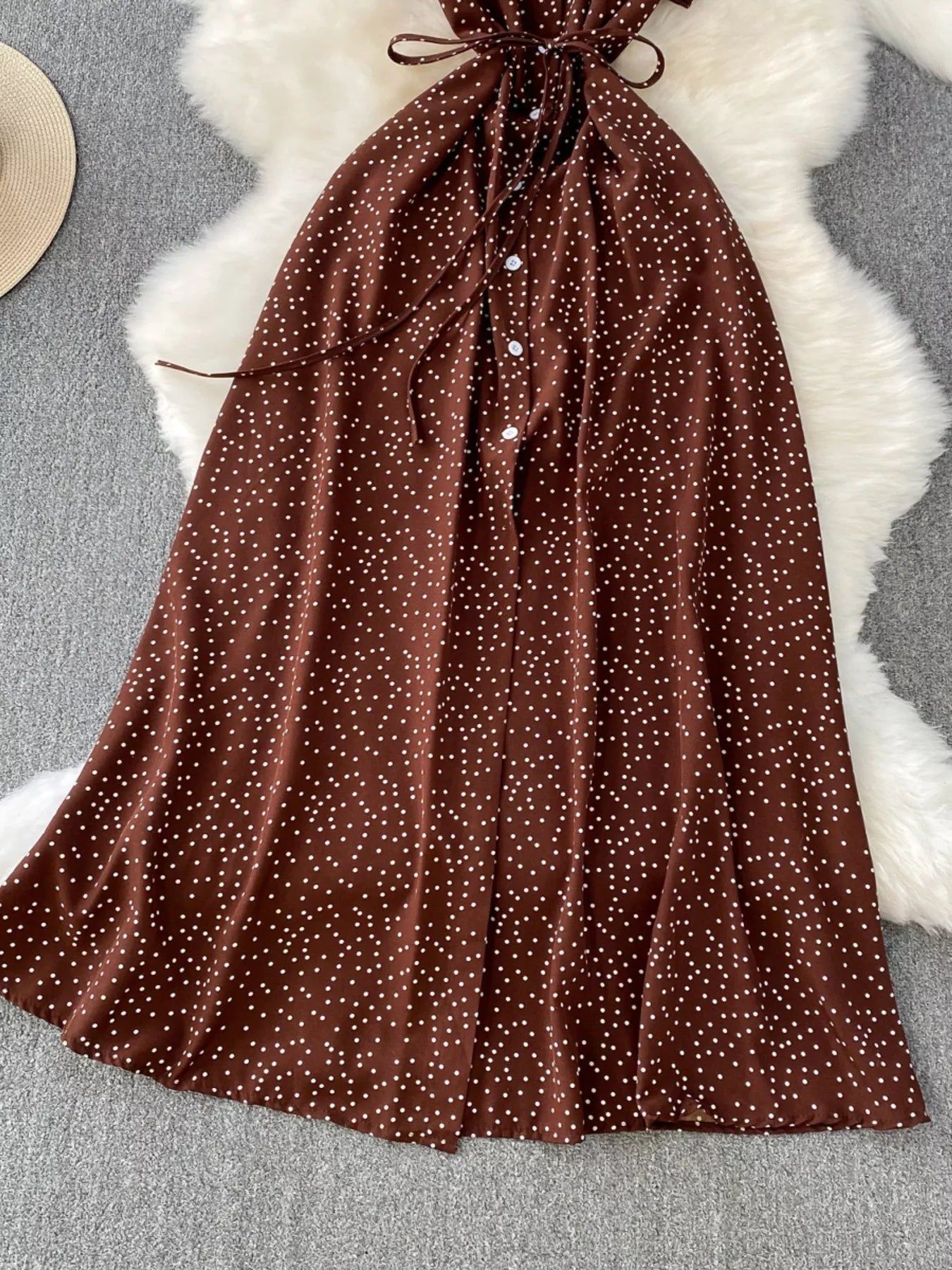 Polka Dot Button-Down Dress