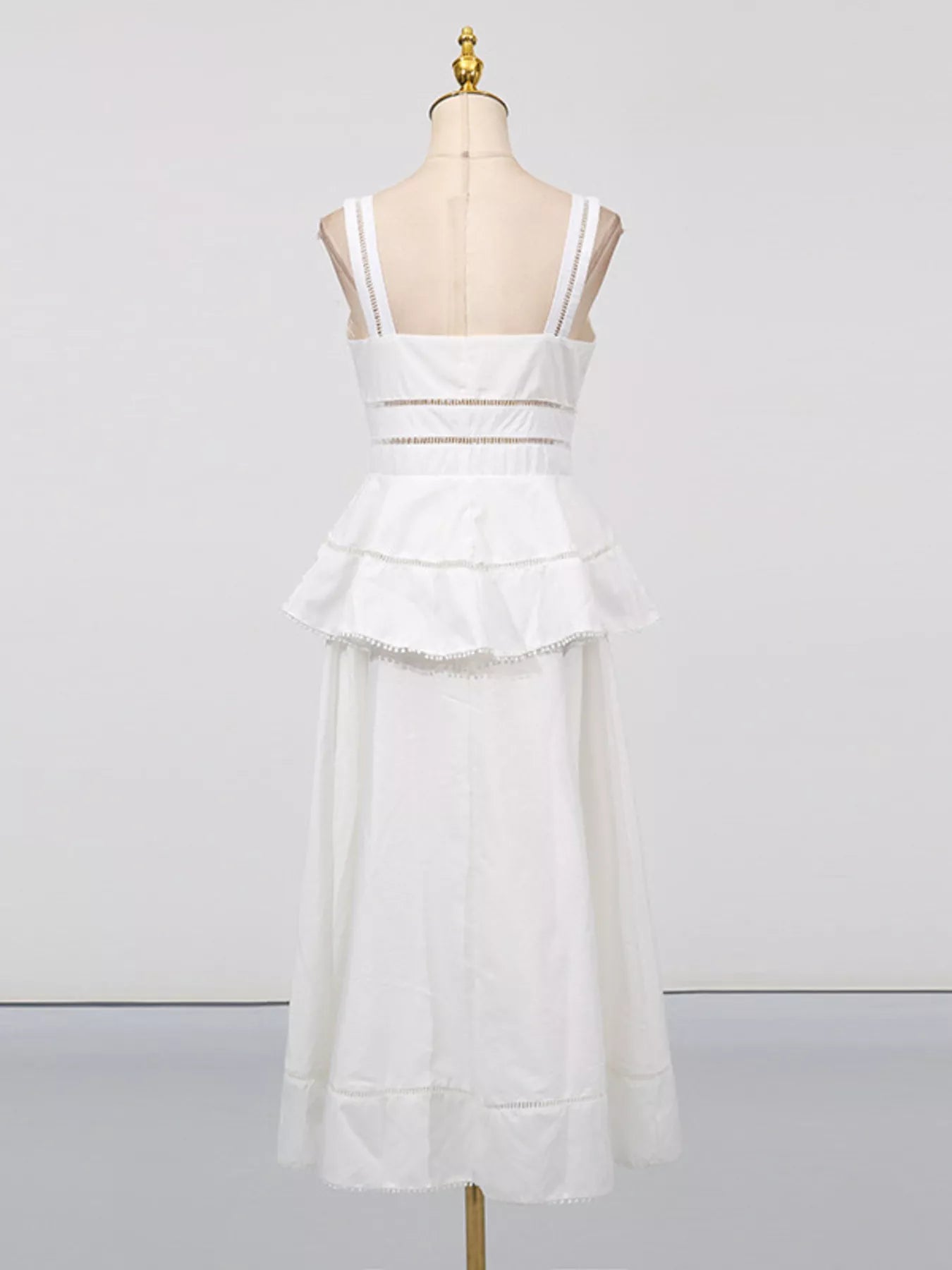 Sleeveless Eyelet Embroidered Button-Down Midi Dress