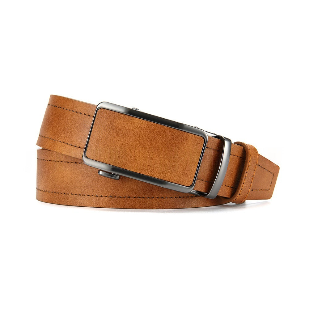 Men's Simple All-Match Alloy Automatic-Buckle Leather Belt