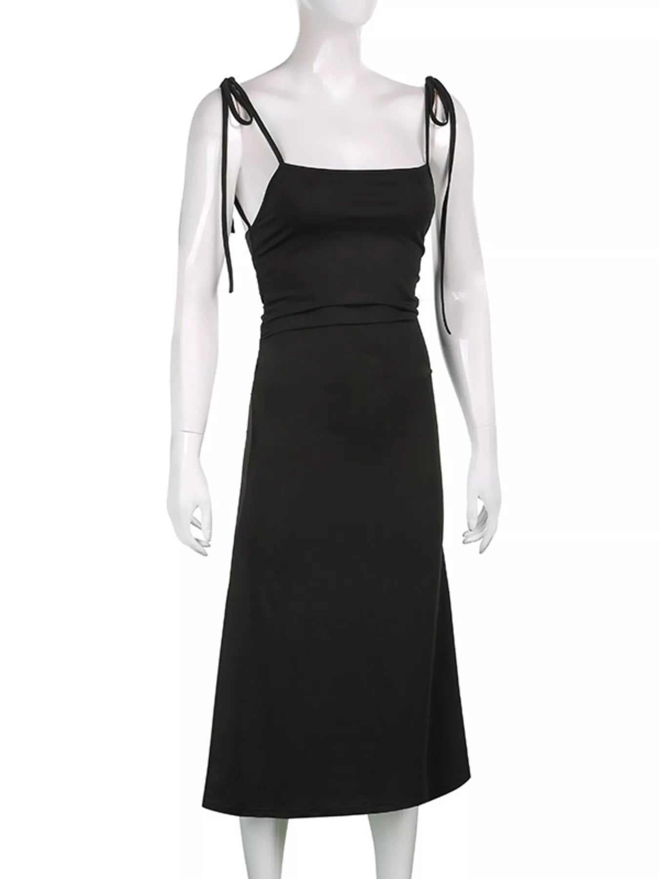 Ruched Tie Shoulder Midi Dress