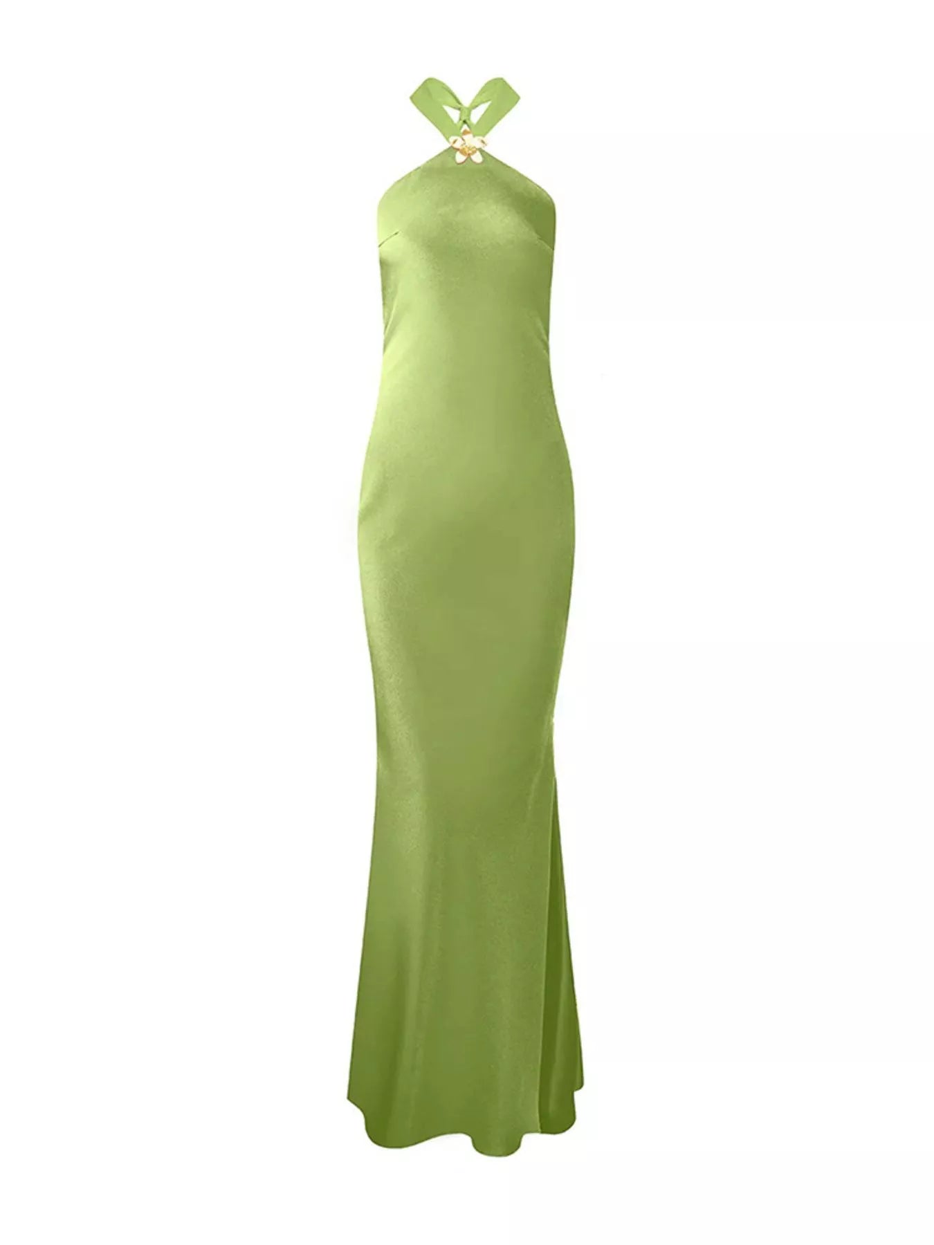 Halter Neck Satin Maxi Dress