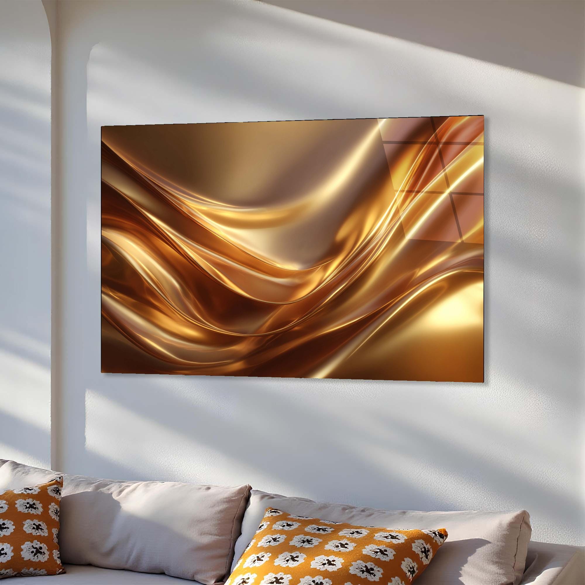 Liquid Gold Abstract Glass Wall Art | Modern Luxury Decor