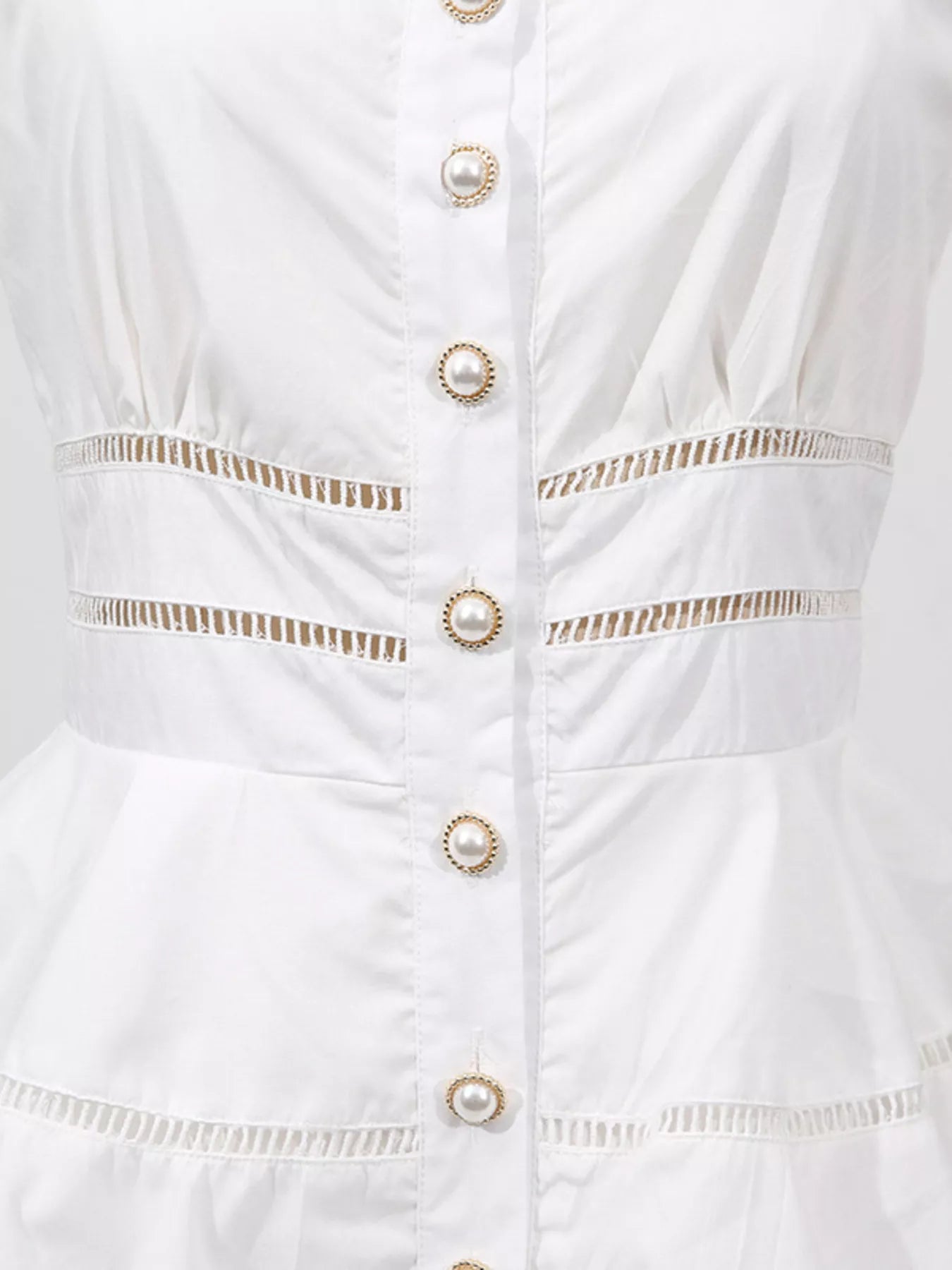 Sleeveless Eyelet Embroidered Button-Down Midi Dress