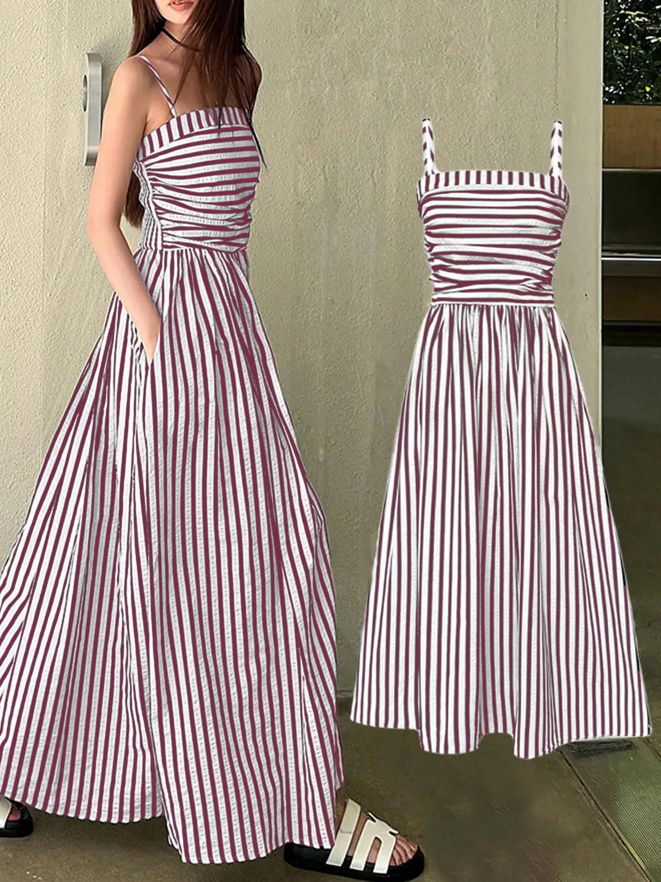 Striped Sleeveless Maxi Dress