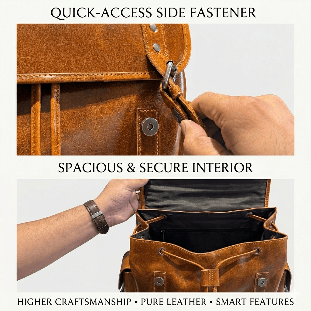 Earthen Leather Laptop Backpack, Luxury Leather - Overture Gifts