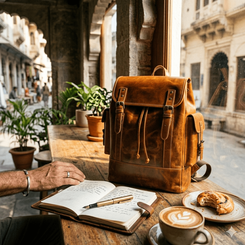 Earthen Leather Laptop Backpack, Luxury Leather - Overture Gifts