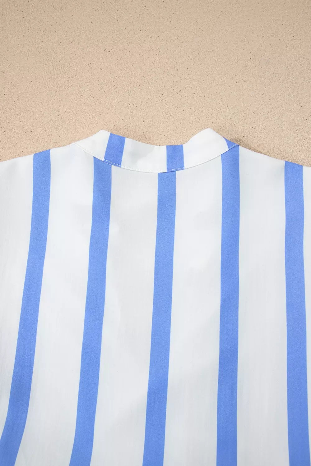 Stripe Ricrac Trim Notched Neck Half Sleeve Vacation Dress