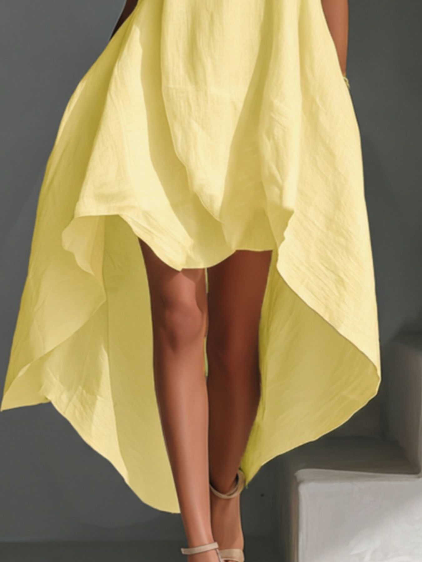 Sleeveless High-Low Hem Dress