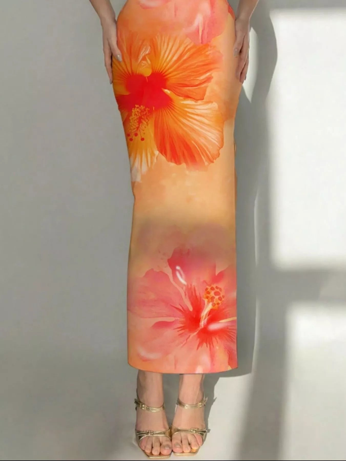 Tropical Flower Print Bodycon Tube Dress