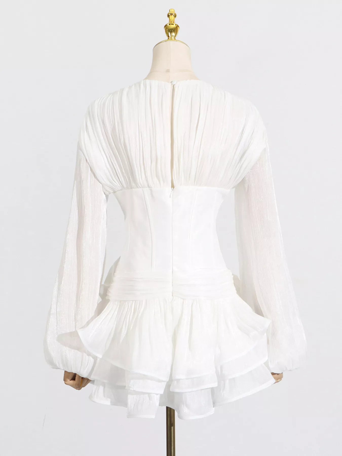 Ruffle Balloon Sleeve Mini Dress