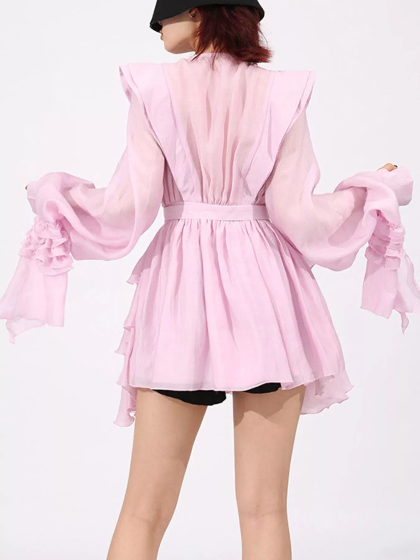 Ruffled Layered Long Sleeve Mini Dress