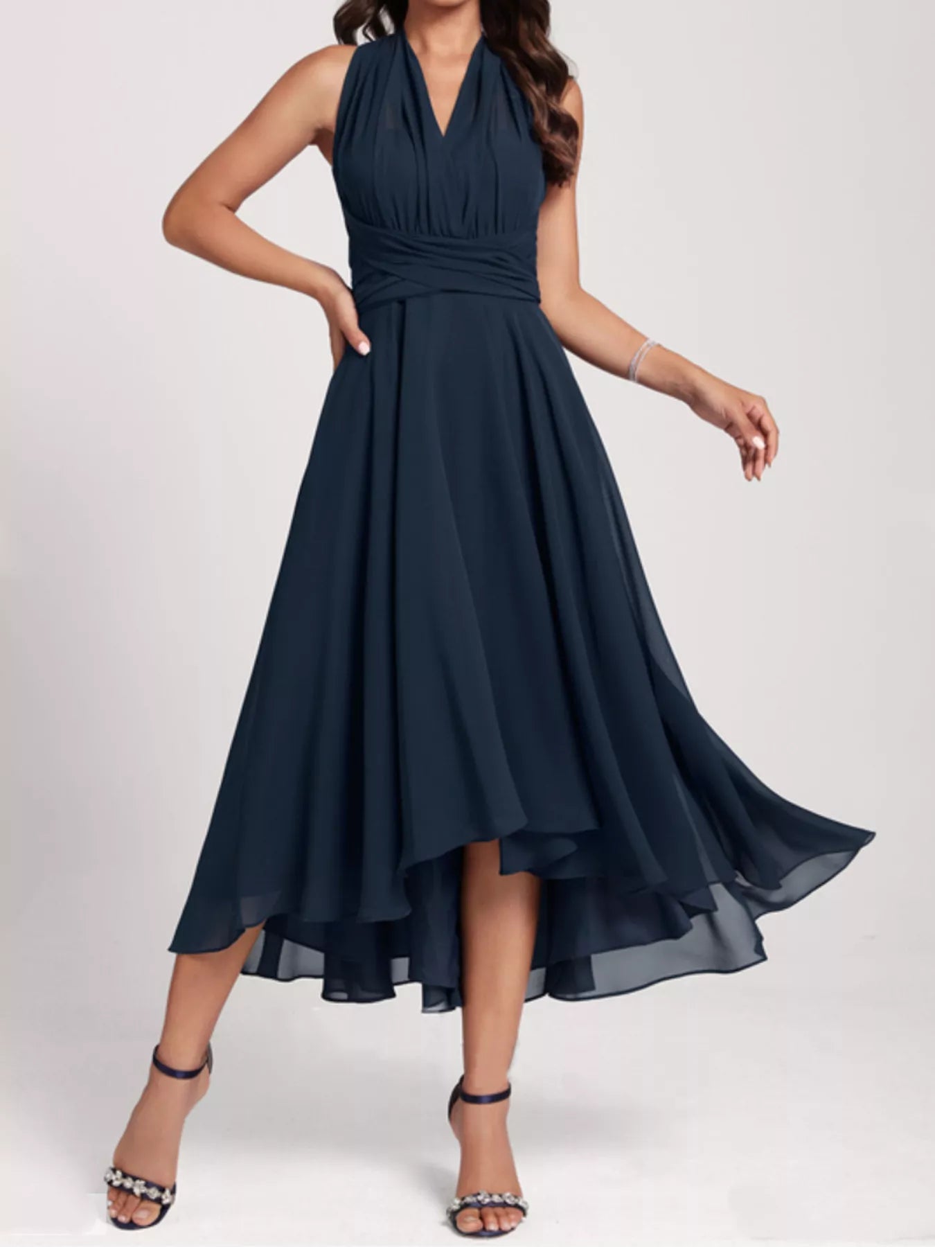 Ruched A-Line Midi Dress