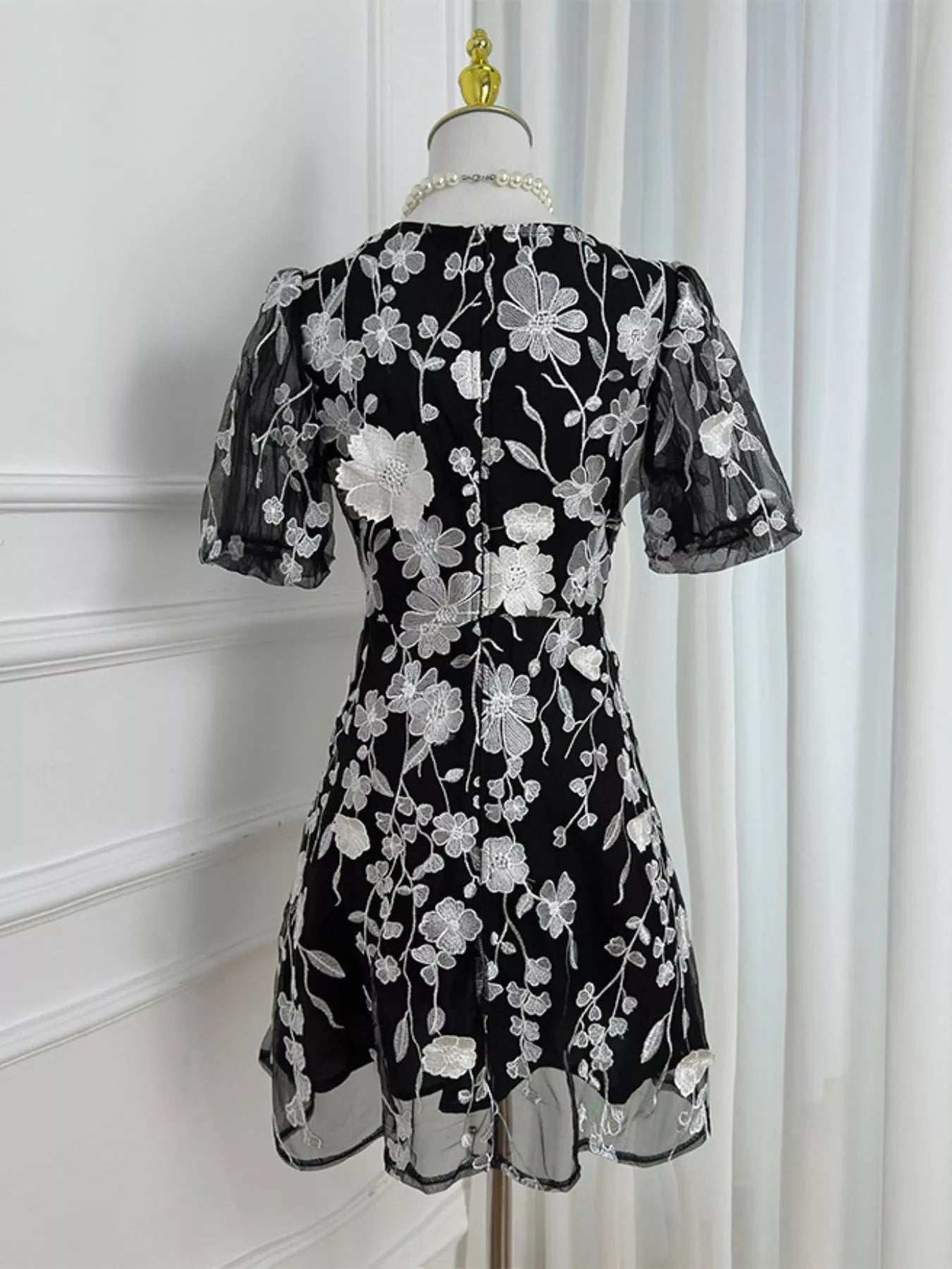 Plus Size Embroidered Floral V-Neck Mini Dress