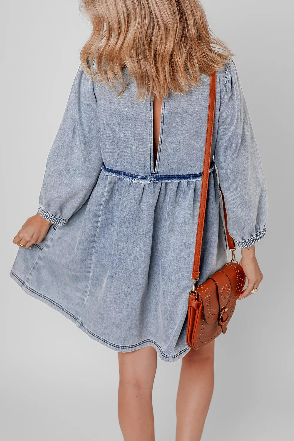 Vintage Wash Denim Dress with Pockets