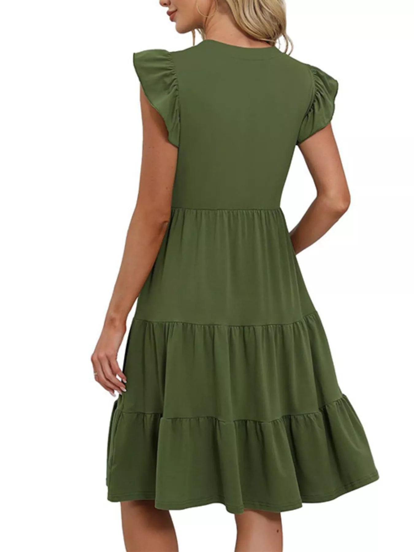 Ruffle Sleeve Tiered Midi Dress