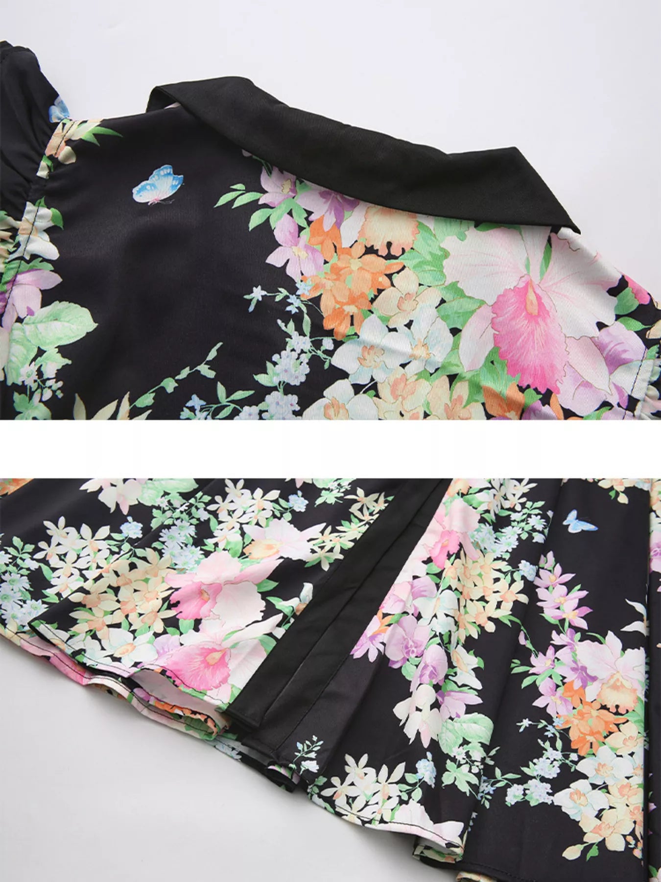 Floral Print Ruffle Sleeve Midi Dress