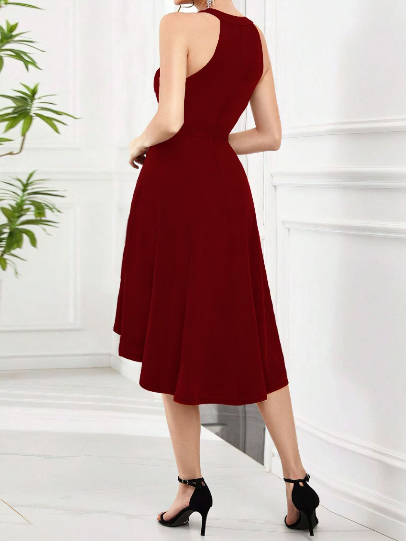 Elegant High-Low Hem Sleeveless Dress